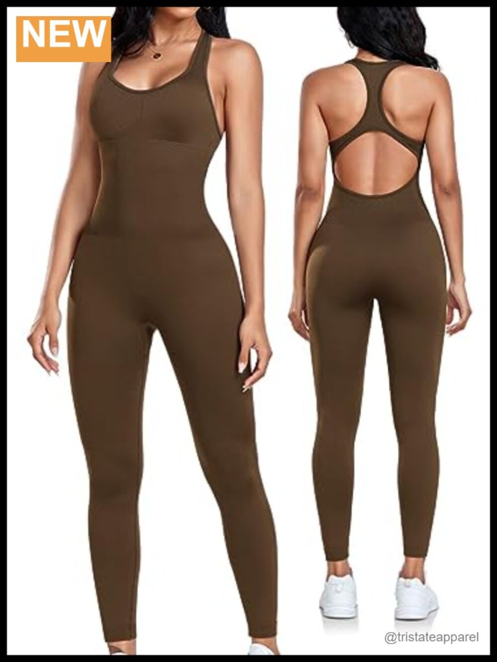 Seamless Racerback Jumpsuit Tummy Control Padded Workout Yoga Gym Sleeveless